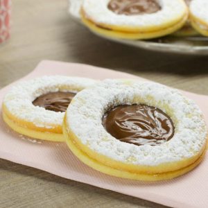 Jumbo Sandwich Cookies with Nutella on a napkin.