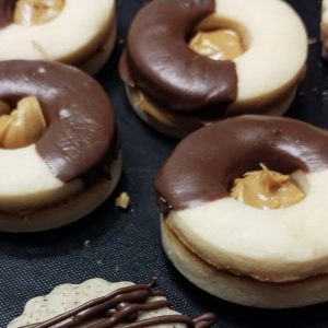 Jumbo Peanut Butter Cookies ON BAKING TRAY.