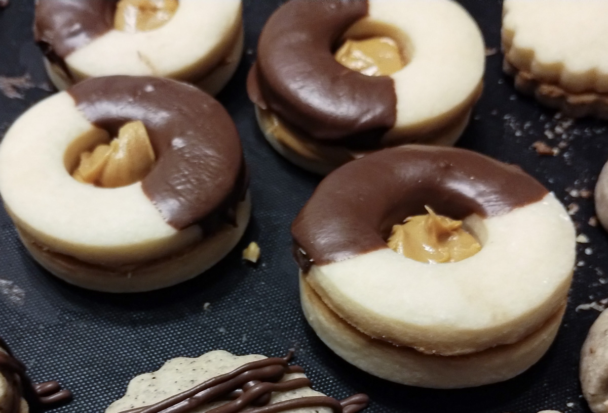 Jumbo Peanut Butter Cookies ON BAKING TRAY.