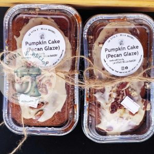 Pumpkin cake with chocolate chips and pecan glaze loaves from La Vita è Bella Bakery